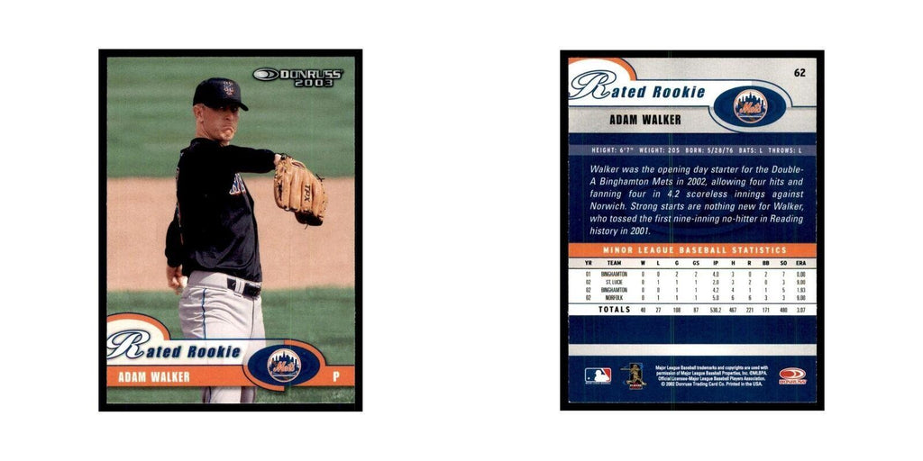 2003 Donruss Adam Walker RC Mets #62