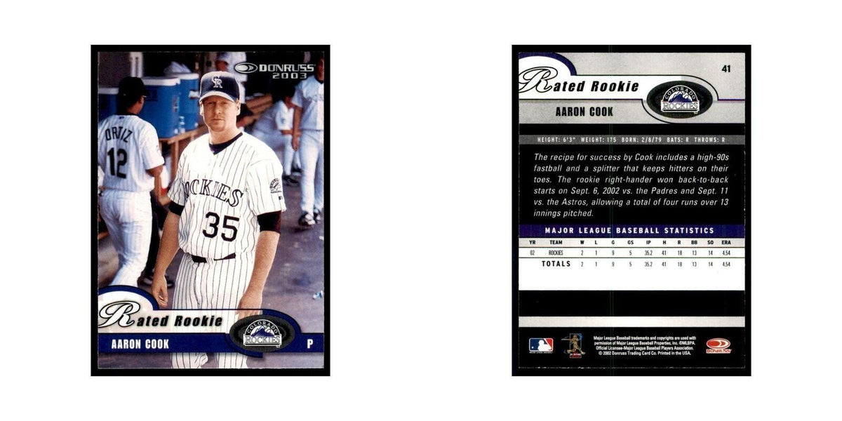 2003 Donruss Aaron Cook RC Rockies #41