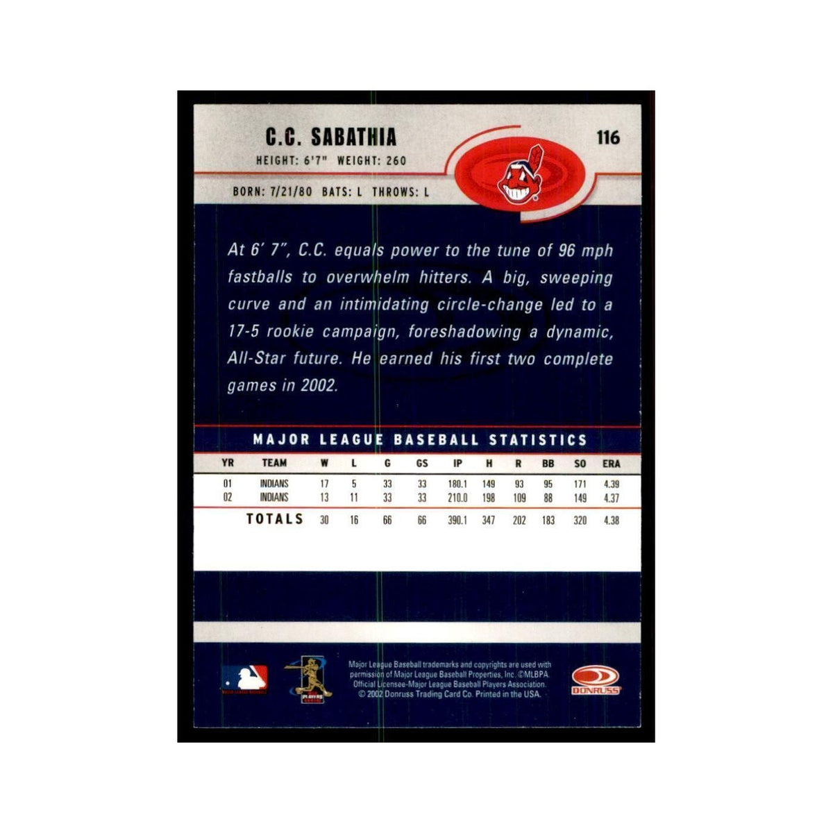 2003 Donruss C.C. Sabathia Indians #116