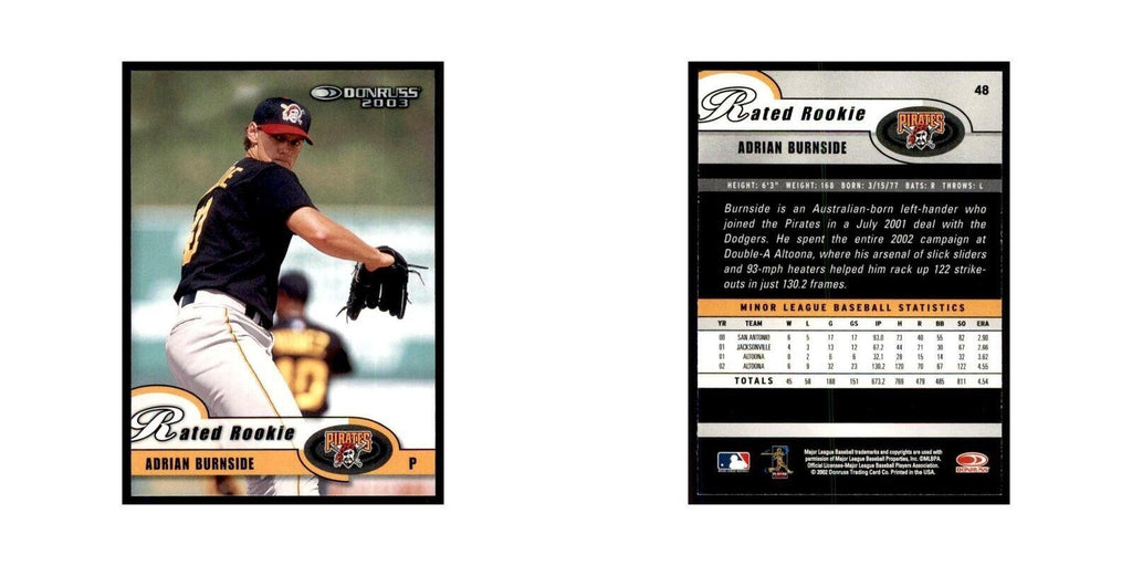 2003 Donruss Adrian Burnside RC Pirates #48