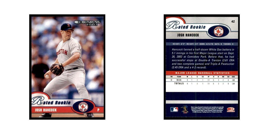 2003 Donruss Josh Hancock RC Red Sox #42