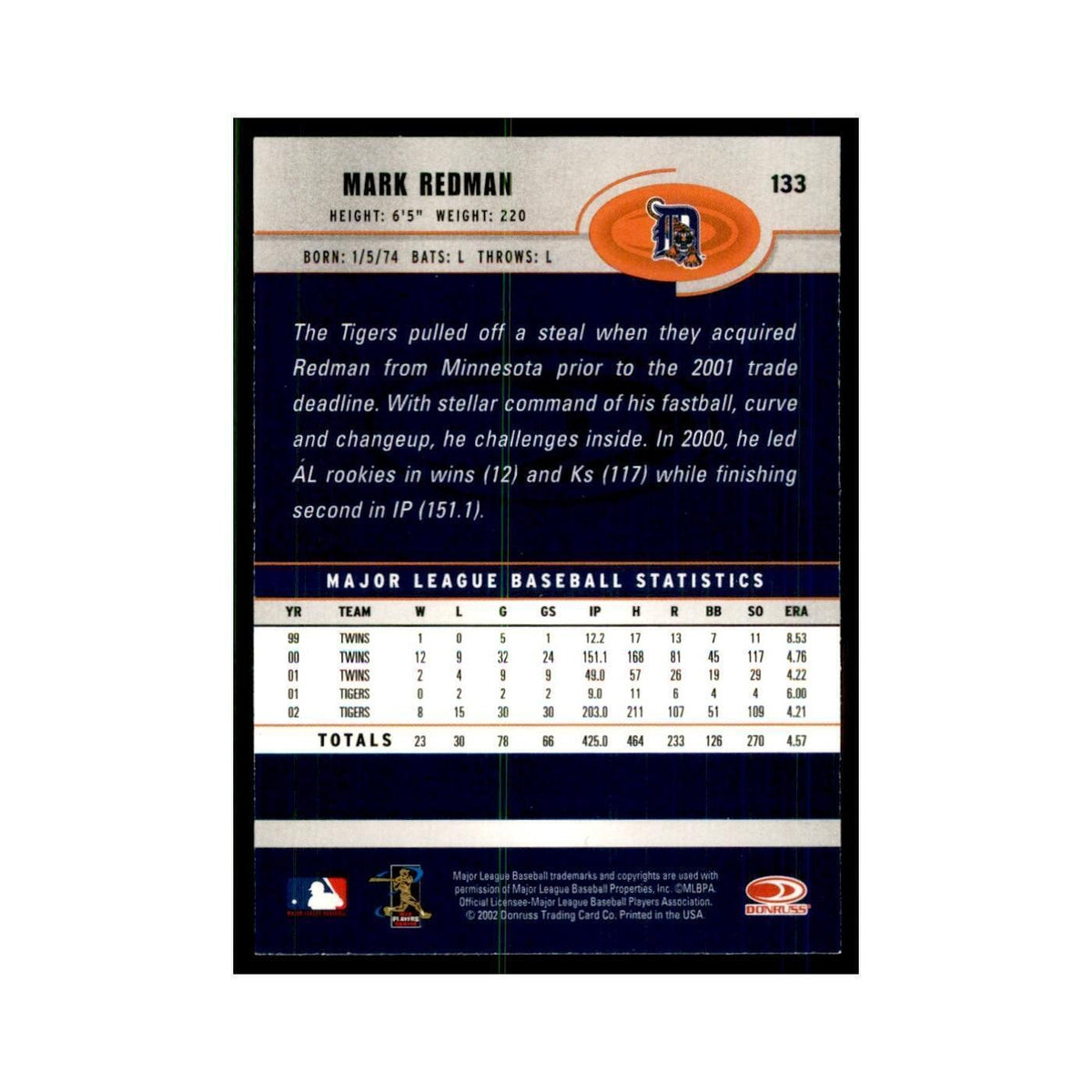 2003 Donruss Mark Redman Baseball Cards #133