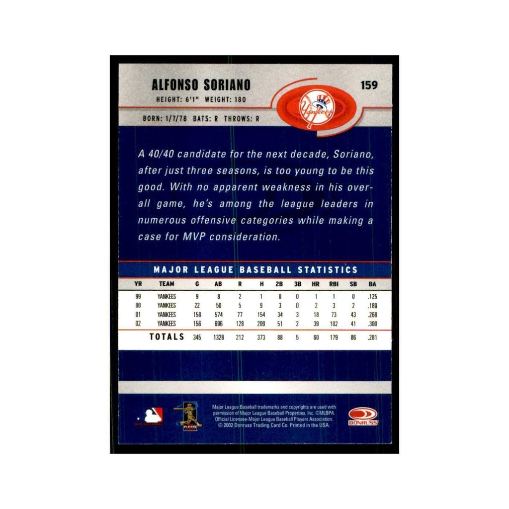 2003 Donruss Alfonso Soriano Baseball Cards #159