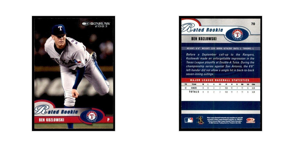 2003 Donruss Ben Kozlowski Baseball Cards #70