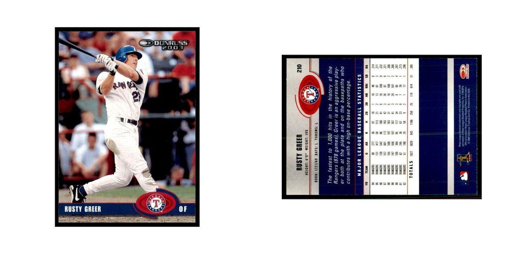 2003 Donruss Rusty Greer Baseball Cards #210