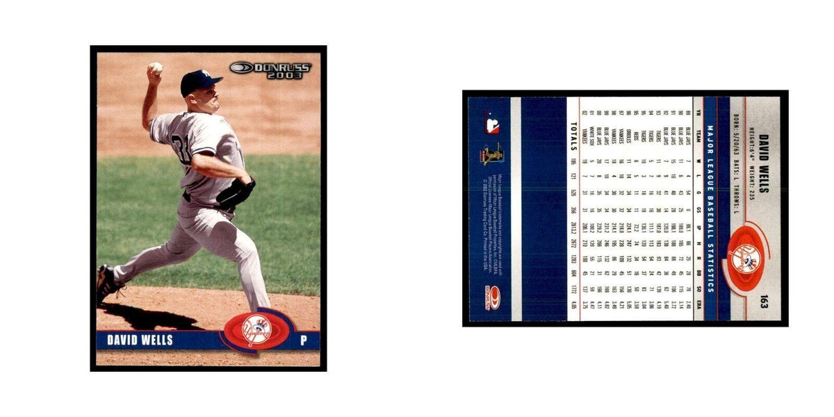 2003 Donruss David Wells Baseball Cards #163