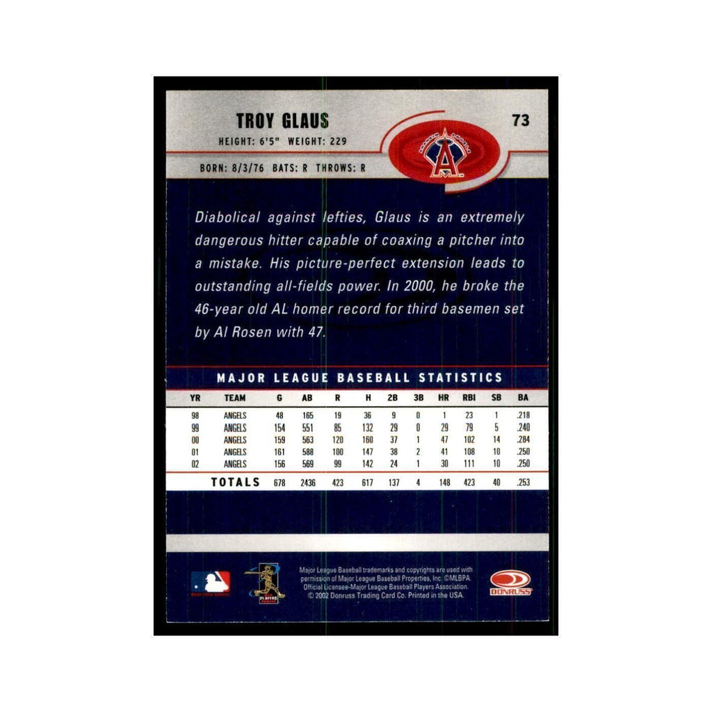 2003 Donruss Troy Glaus Baseball Cards #73