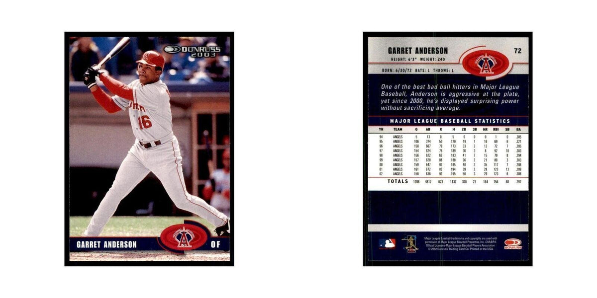 2003 Donruss Garret Anderson Baseball Cards #72
