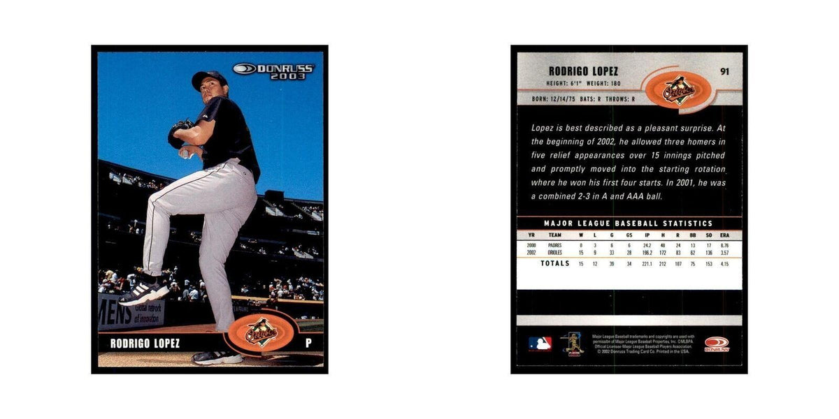 2003 Donruss Rodrigo Lopez Baseball Cards #91