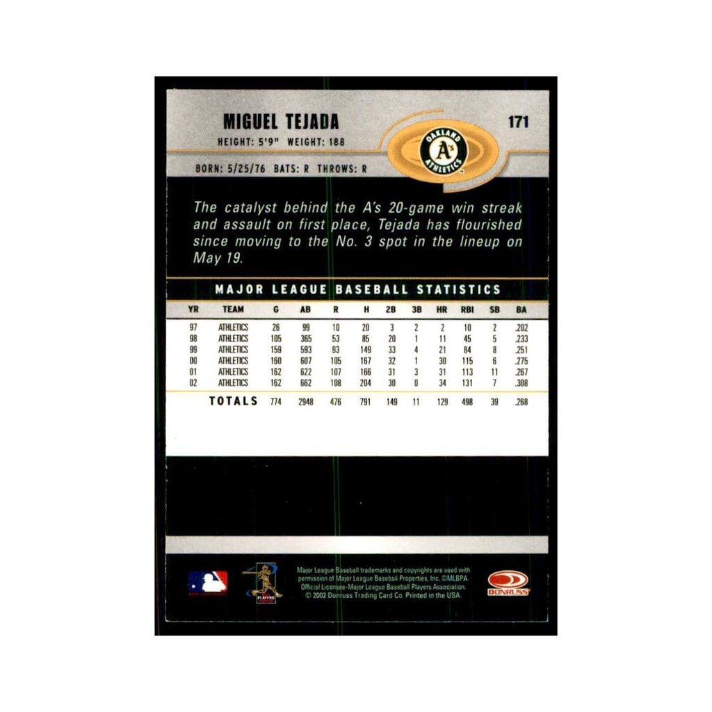 2003 Donruss Miguel Tejada Baseball Cards #171