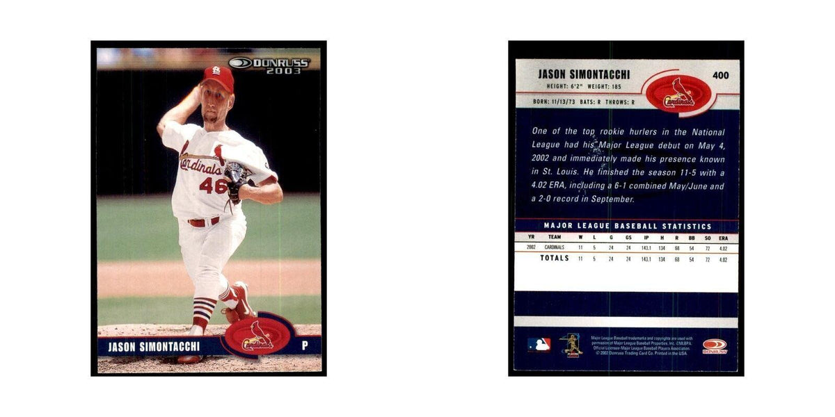 2003 Donruss Jason Simontacchi Baseball Cards #400