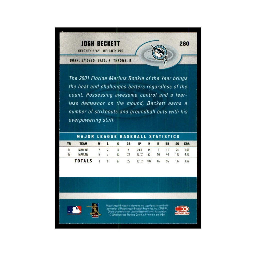 2003 Donruss Josh Beckett Baseball Cards #280