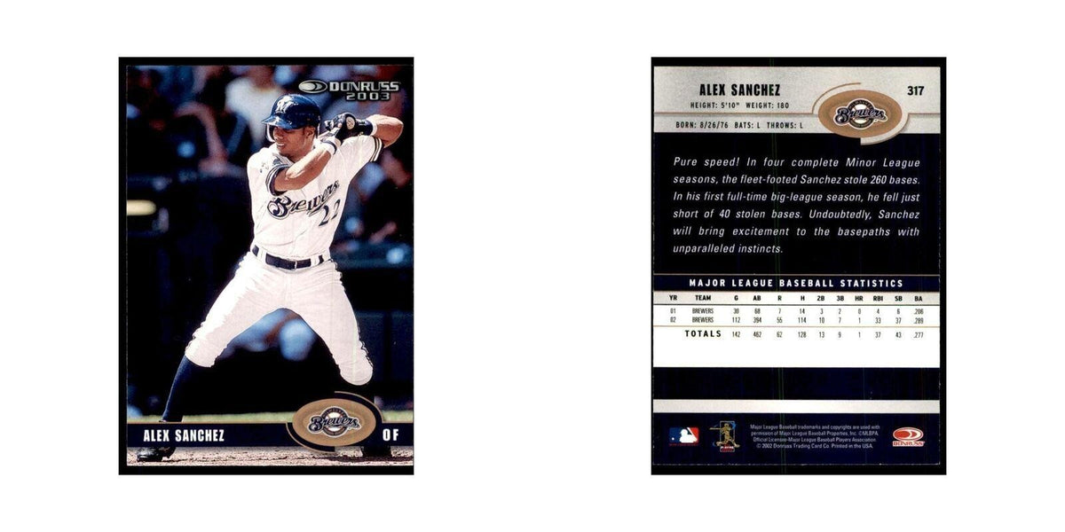 2003 Donruss Alex Sanchez Baseball Cards #317