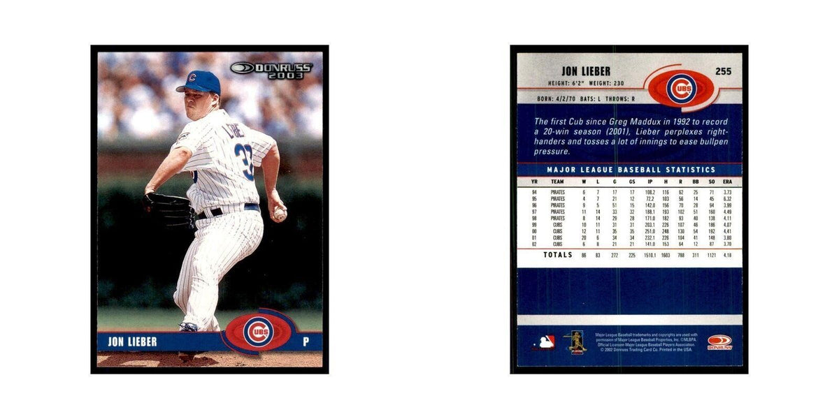 2003 Donruss Jon Lieber Baseball Cards #255