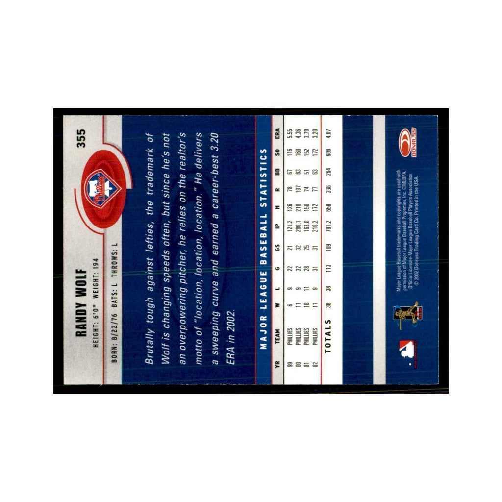 2003 Donruss randy Wolf Baseball Cards #355