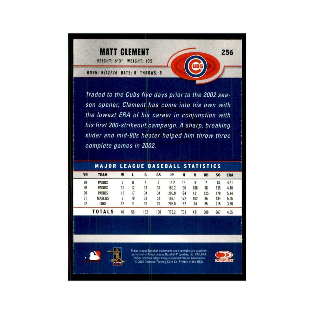 2003 Donruss Matt Clement Baseball Cards #256