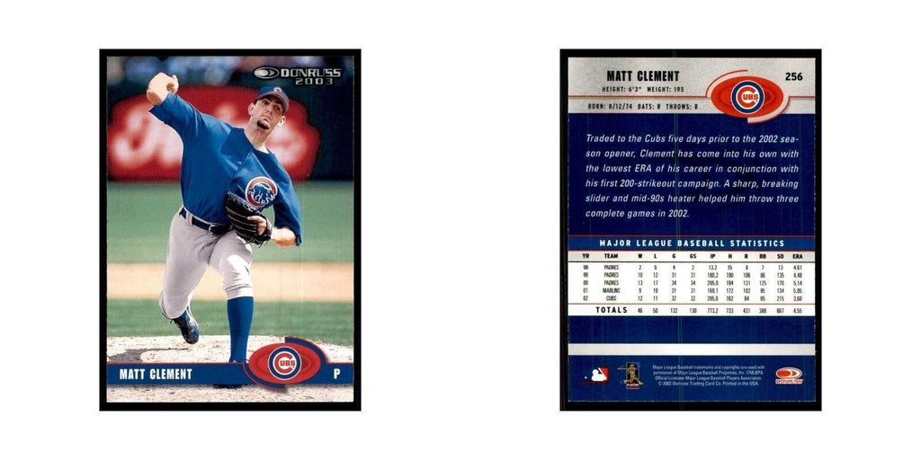 2003 Donruss Matt Clement Baseball Cards #256