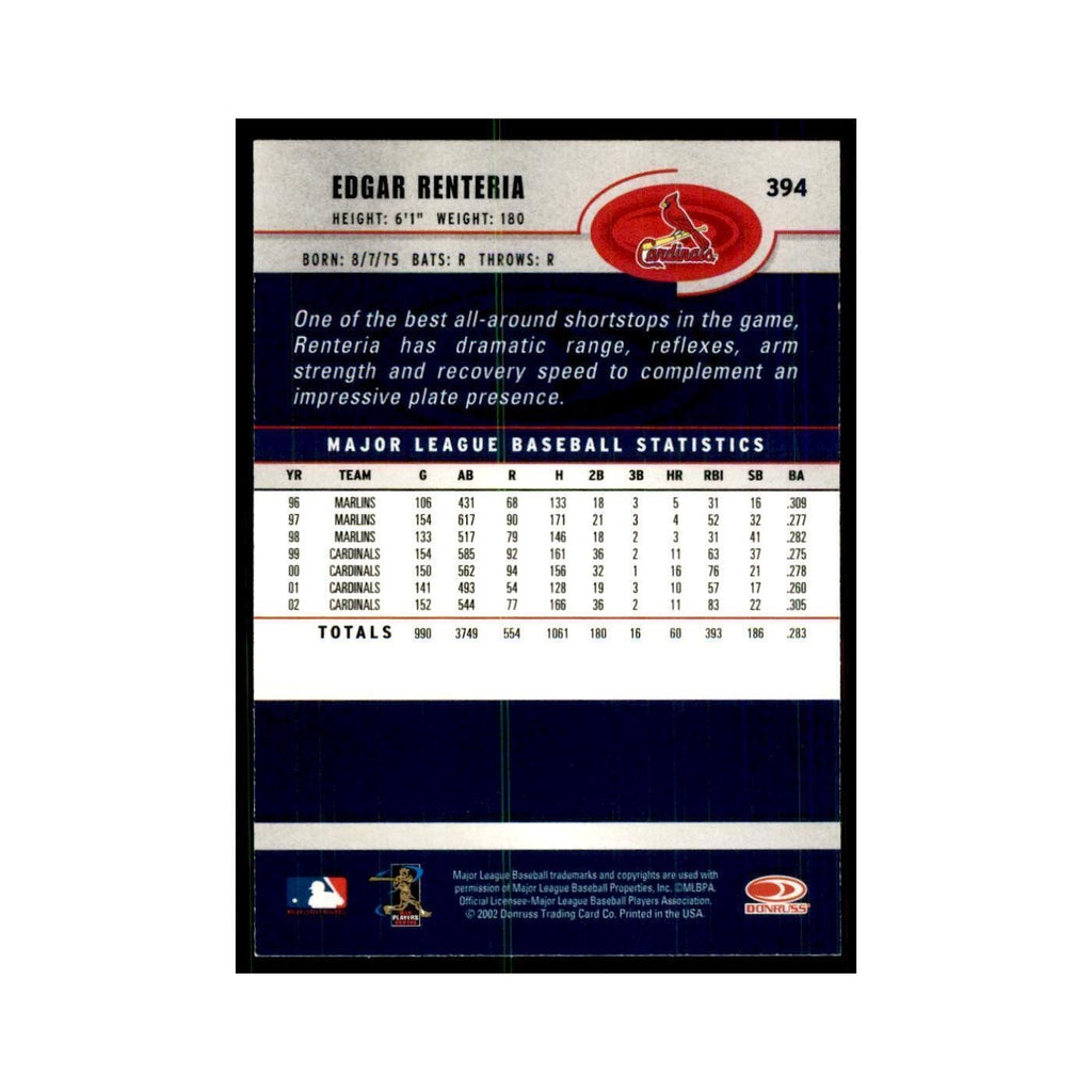 2003 Donruss Edgar Renteria Baseball Cards #394