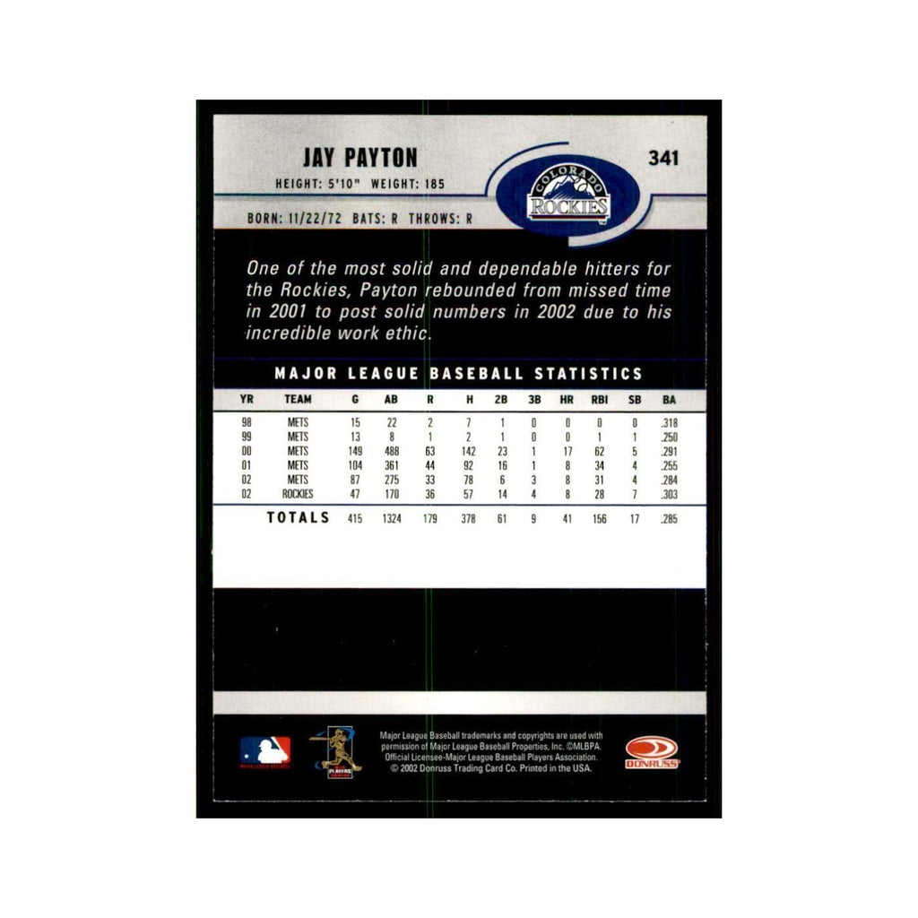 2003 Donruss Jay Payton Baseball Cards #341