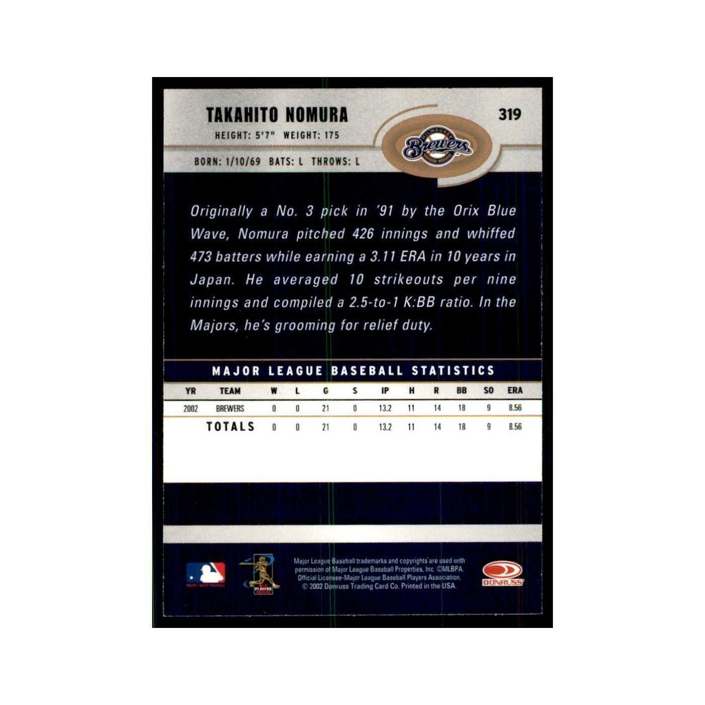 2003 Donruss Takahito Nomura Baseball Cards #319