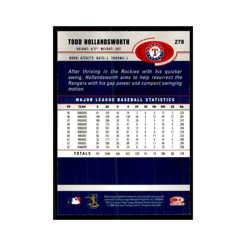 2003 Donruss Todd Hollandsworth Baseball Cards #278