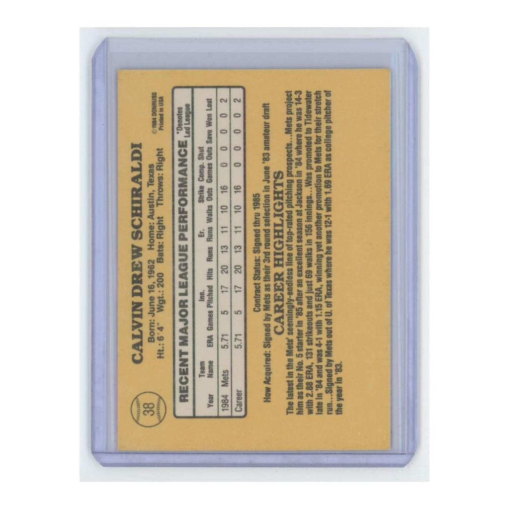 1985 Donruss Calvin Schiraldi Mets #38