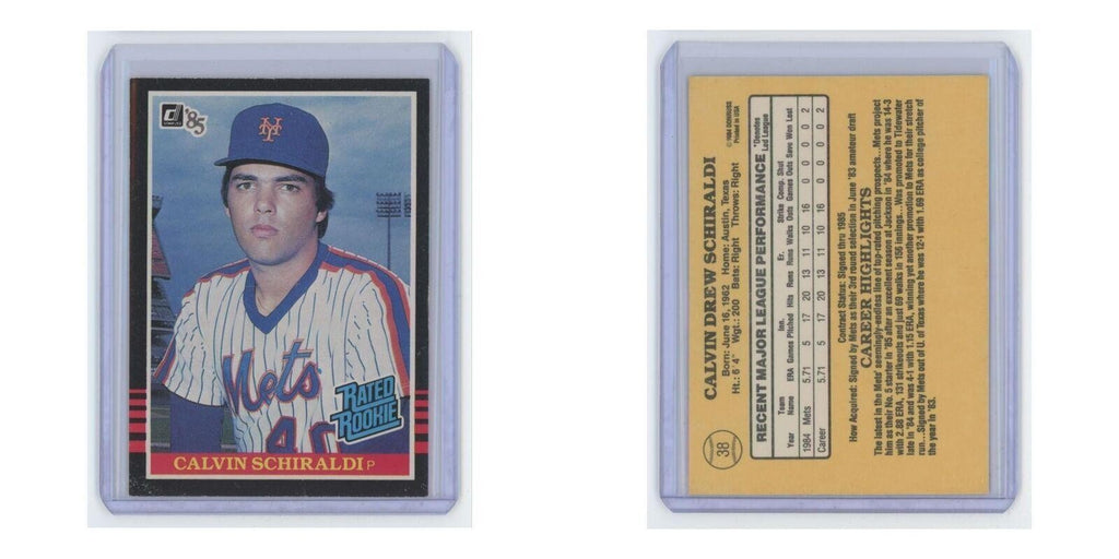 1985 Donruss Calvin Schiraldi Mets #38