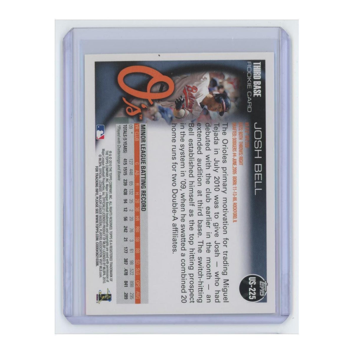 2010 Topps Update Josh Bell Orioles #US-225