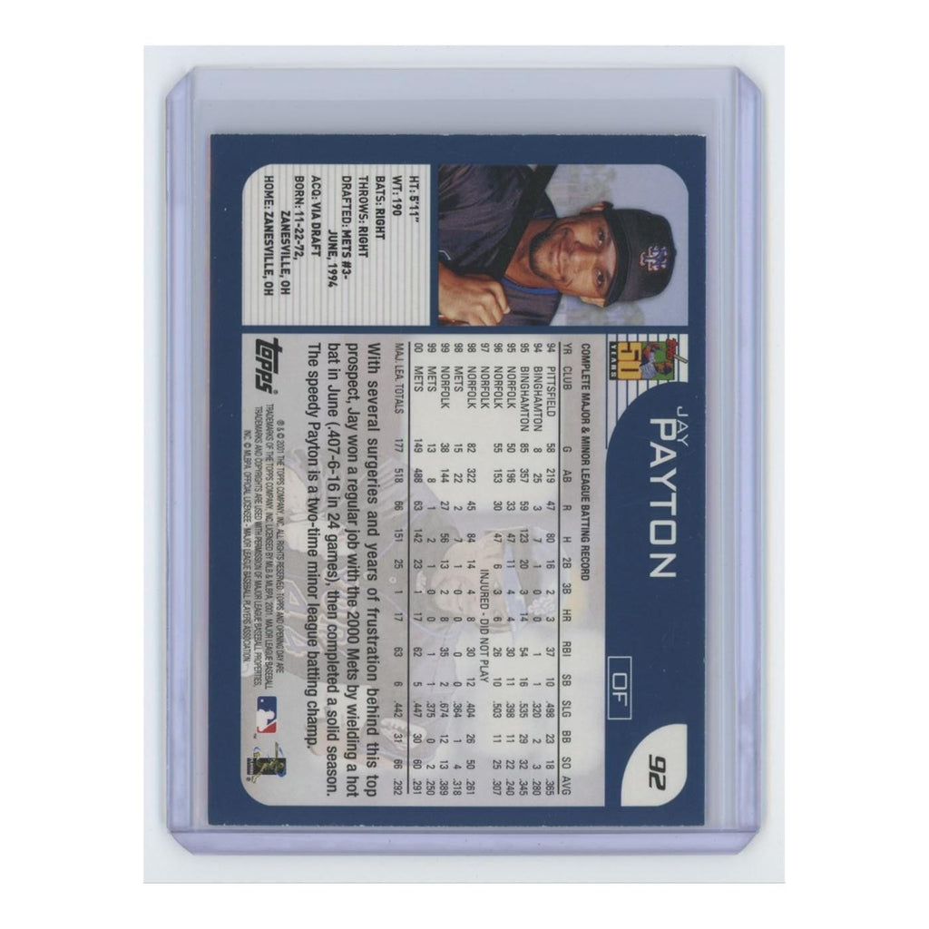 2001 Topps Opening Day Jay Payton Mets #92