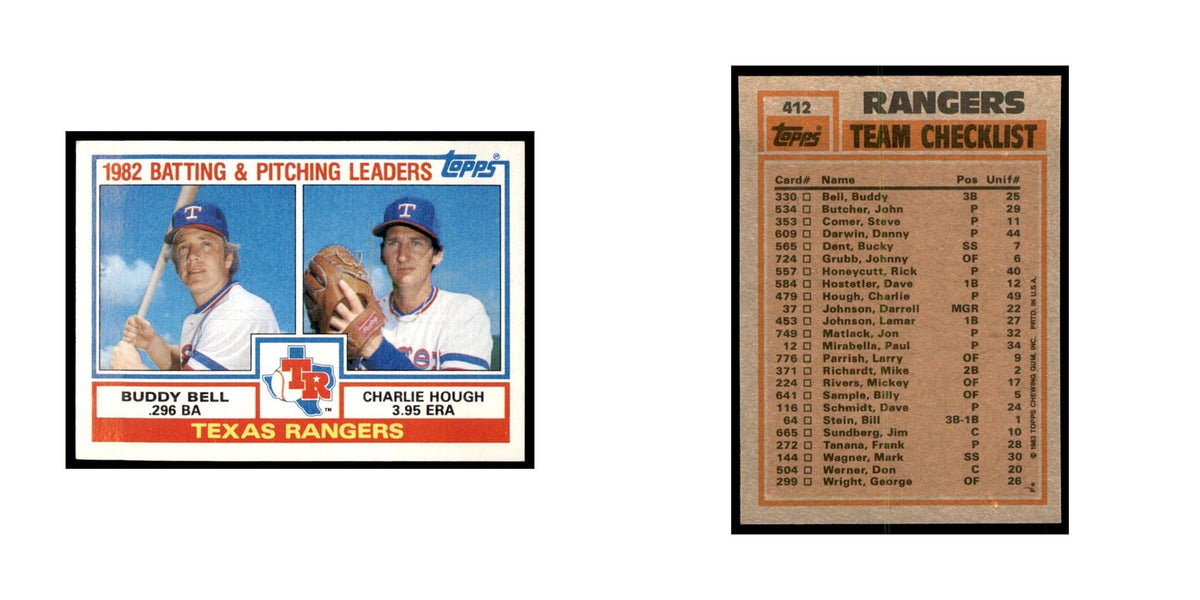 1983 Topps Rangers Team Leaders - Buddy Bell/Charlie Hough Baseball Cards #412