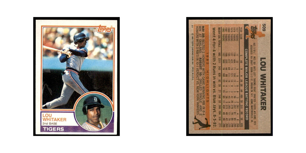1983 Topps Lou Whitaker Baseball Cards #509