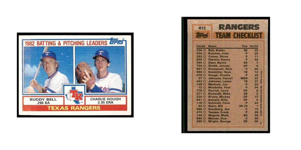 1983 Topps Rangers Team Leaders - Buddy Bell/Charlie Hough Baseball Cards #412