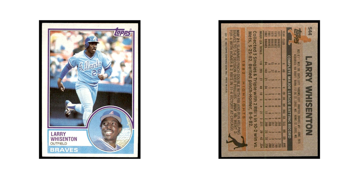 1983 Topps Larry Whisenton Baseball Cards #544