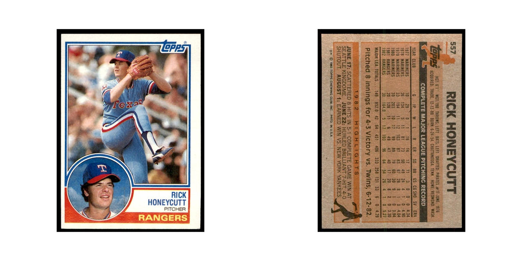 1983 Topps Rick Honeycutt Baseball Cards #557