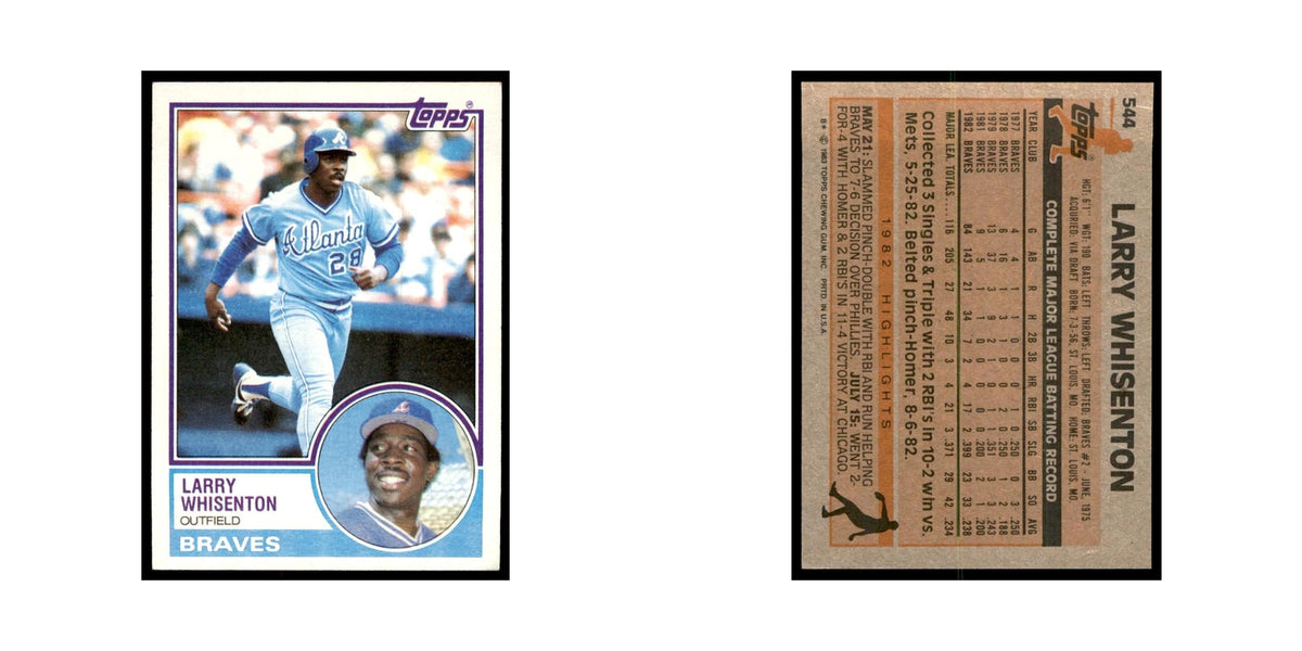 1983 Topps Larry Whisenton Baseball Cards #544