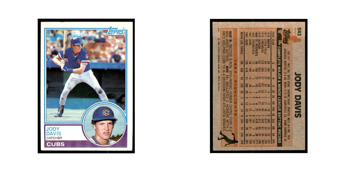 1983 Topps Jody Davis Baseball Cards #542