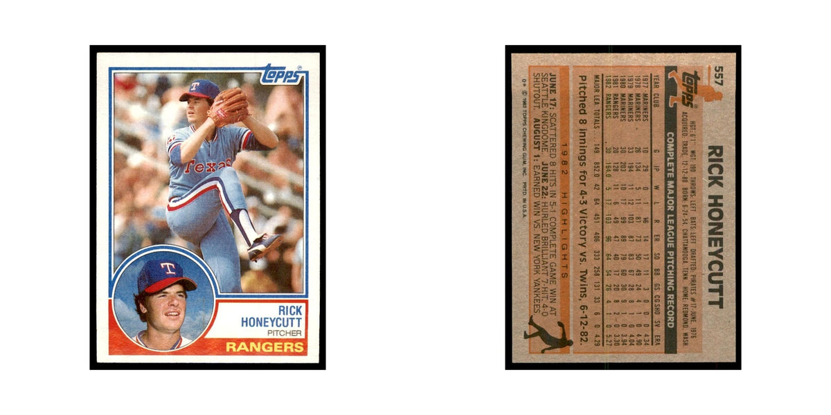 1983 Topps Rick Honeycutt Baseball Cards #557