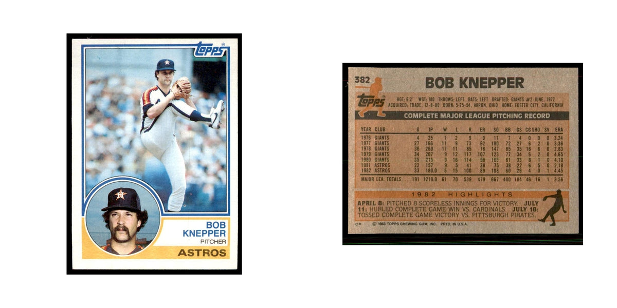 1983 Topps Bob Knepper Baseball Cards #382