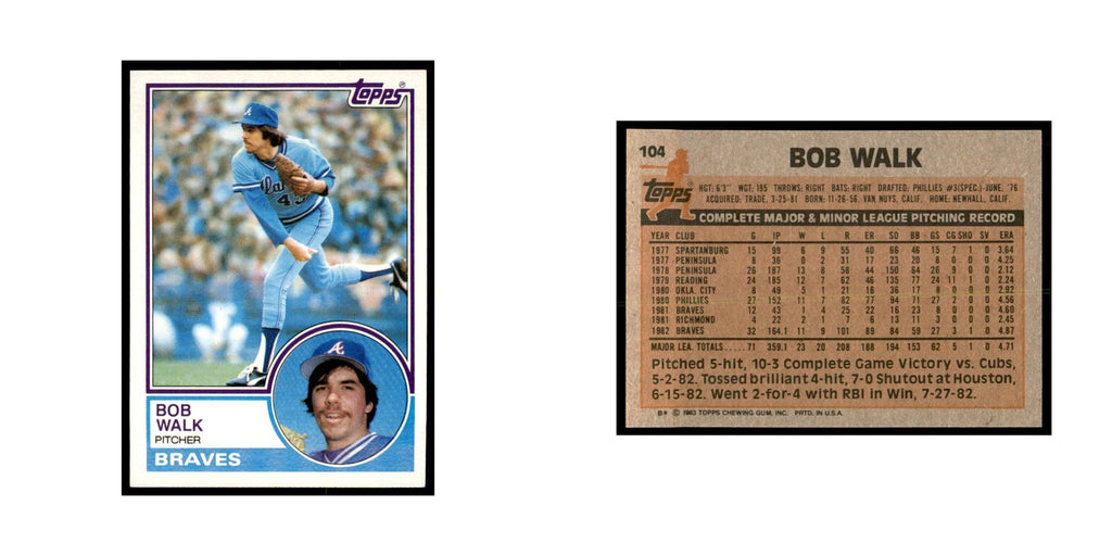 1983 Topps Bob Walk Baseball Cards #104