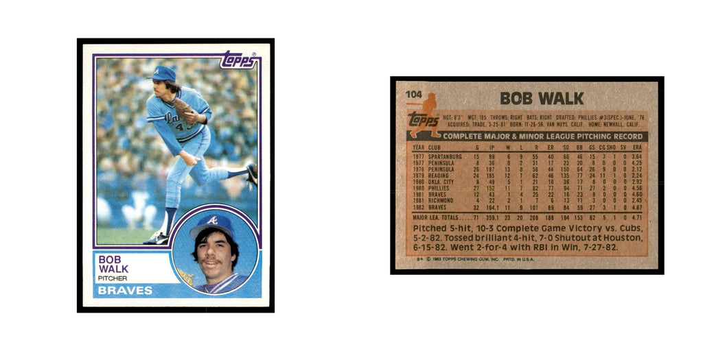 1983 Topps Bob Walk Baseball Cards #104