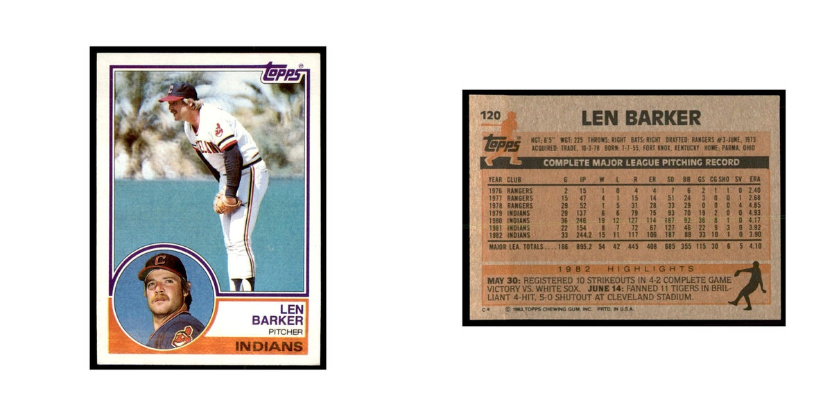 1983 Topps Len Barker Baseball Cards #120