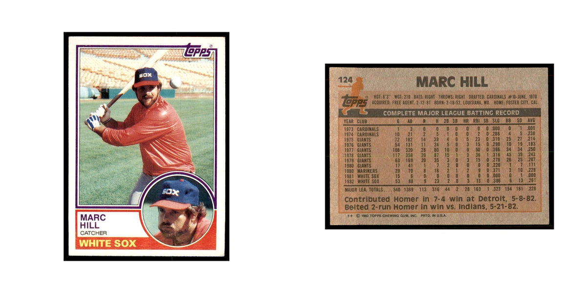 1983 Topps Marc Hill Baseball Cards #124
