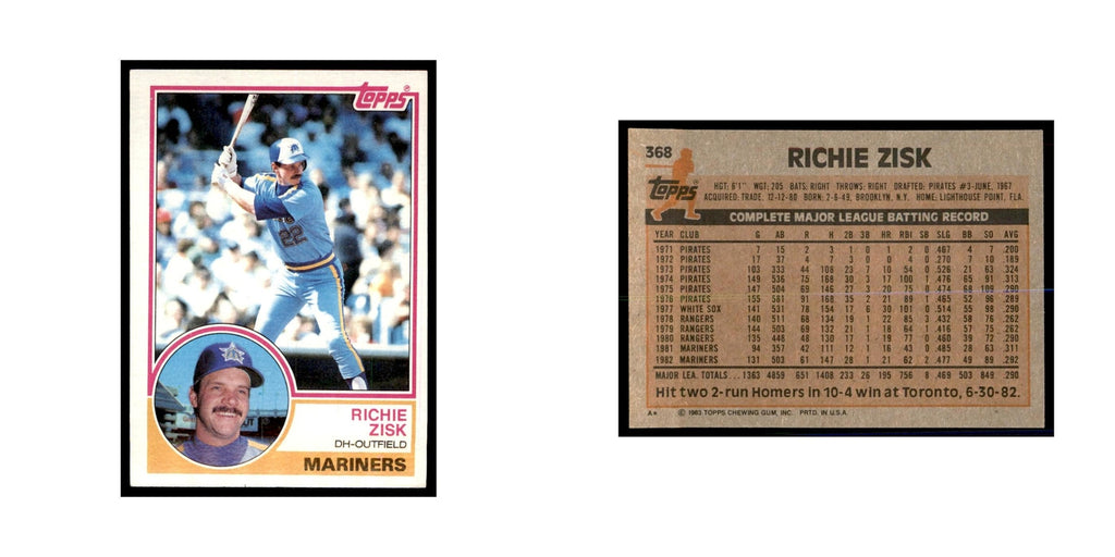 1983 Topps Richie Zisk Baseball Cards #368