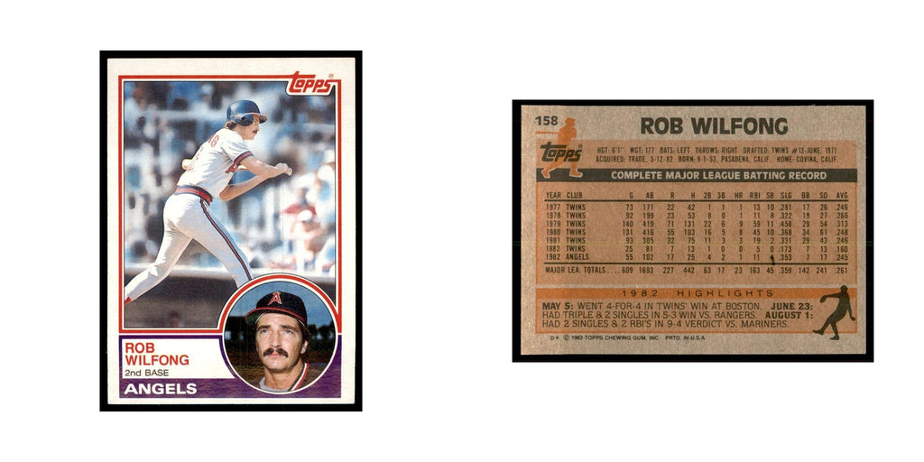 1983 Topps Rob Wilfong Baseball Cards #158