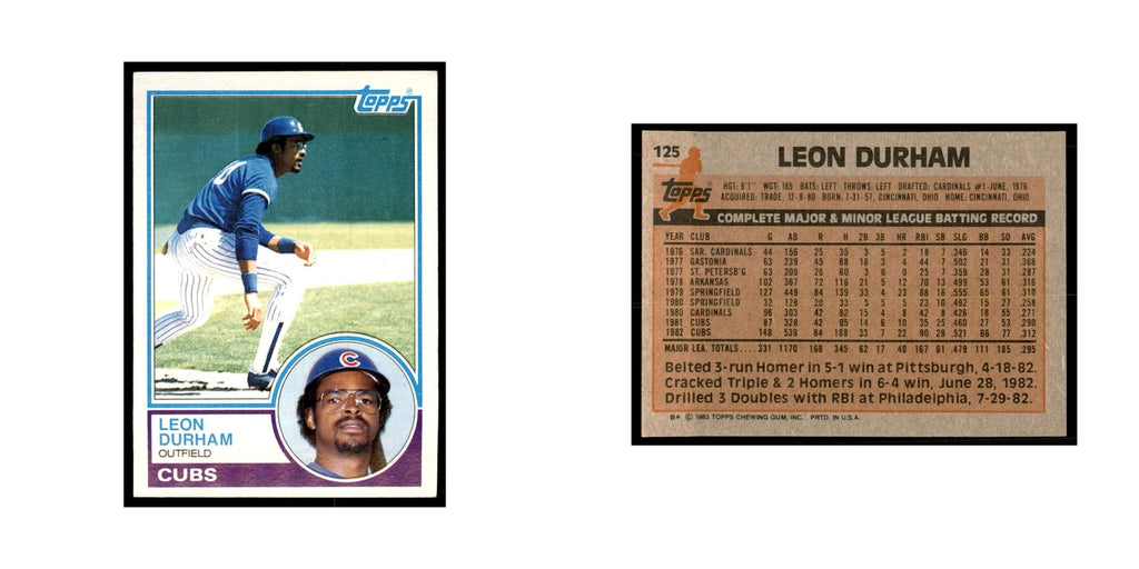 1983 Topps Leon Durham Baseball Cards #125