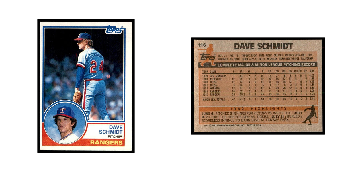 1983 Topps Dave Schmidt Baseball Cards #116