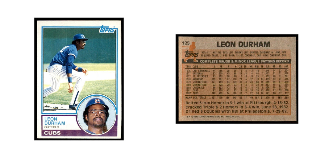 1983 Topps Leon Durham Baseball Cards #125