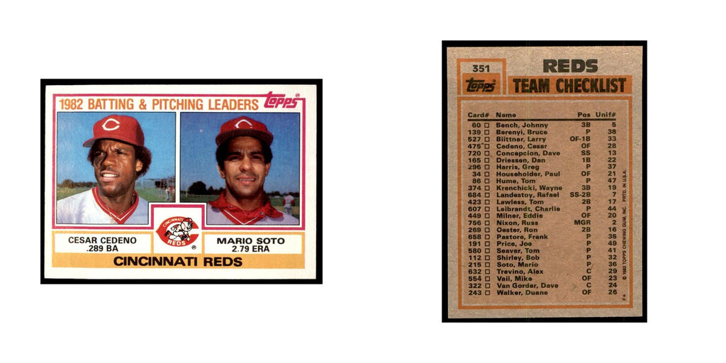 1983 Topps Reds Team Leaders - Cesar Cedeno/Mario Soto Baseball Cards #351