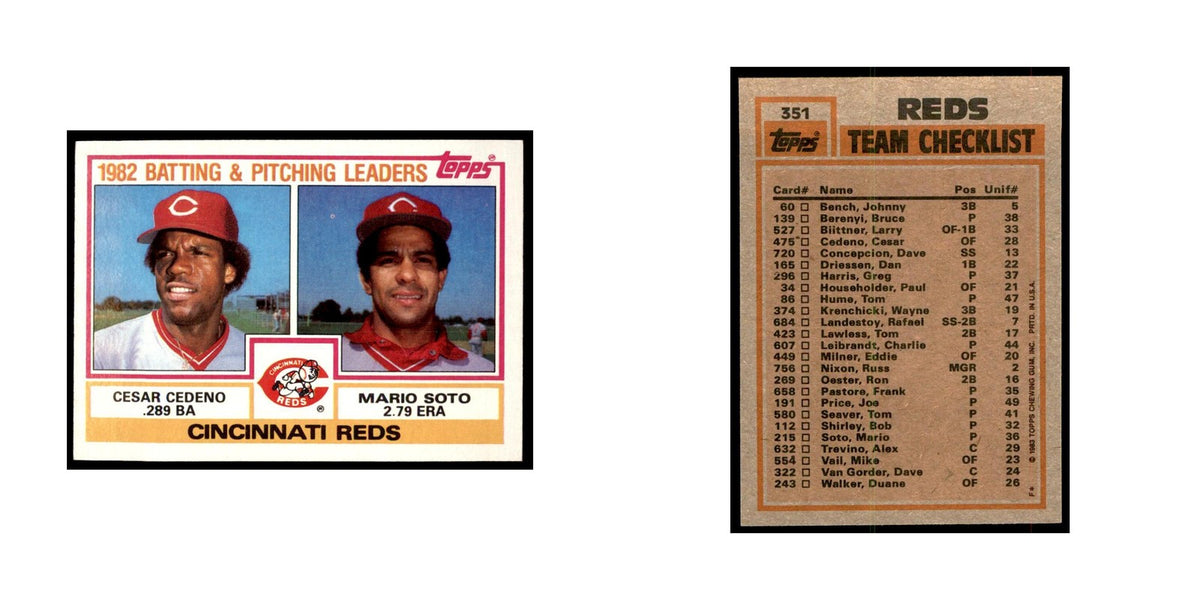 1983 Topps Reds Team Leaders - Cesar Cedeno/Mario Soto Baseball Cards #351
