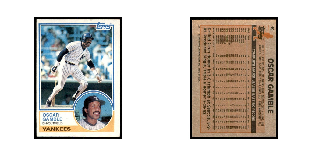 1983 Topps Oscar Gamble Baseball Cards #19